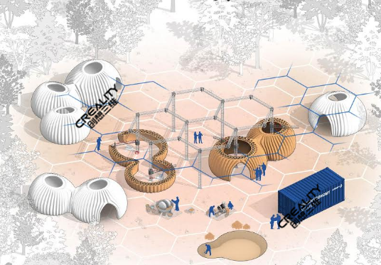 3D打印机建造可持续全球栖息地